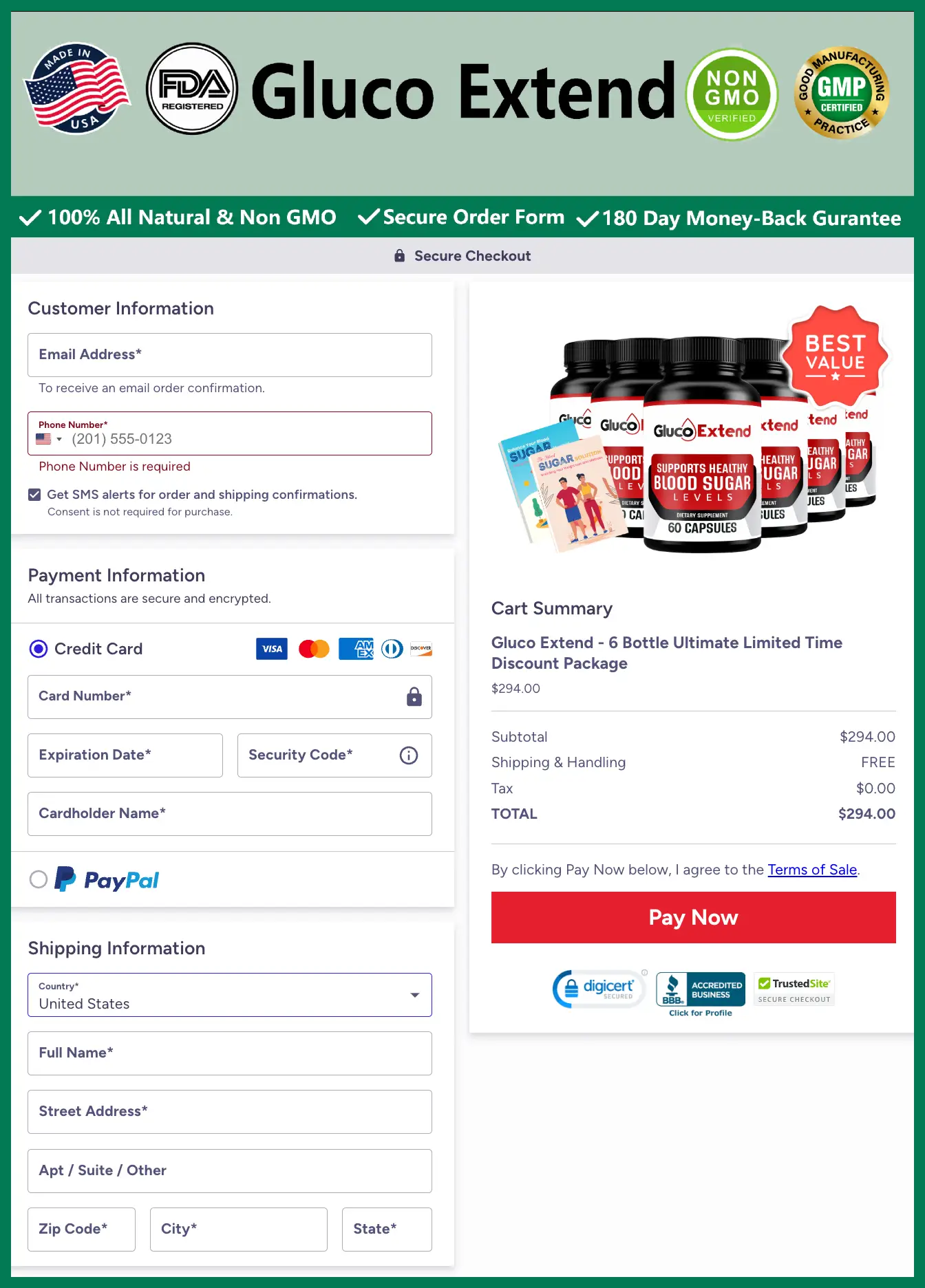 Gluco Extend Official Website Secure Order Page